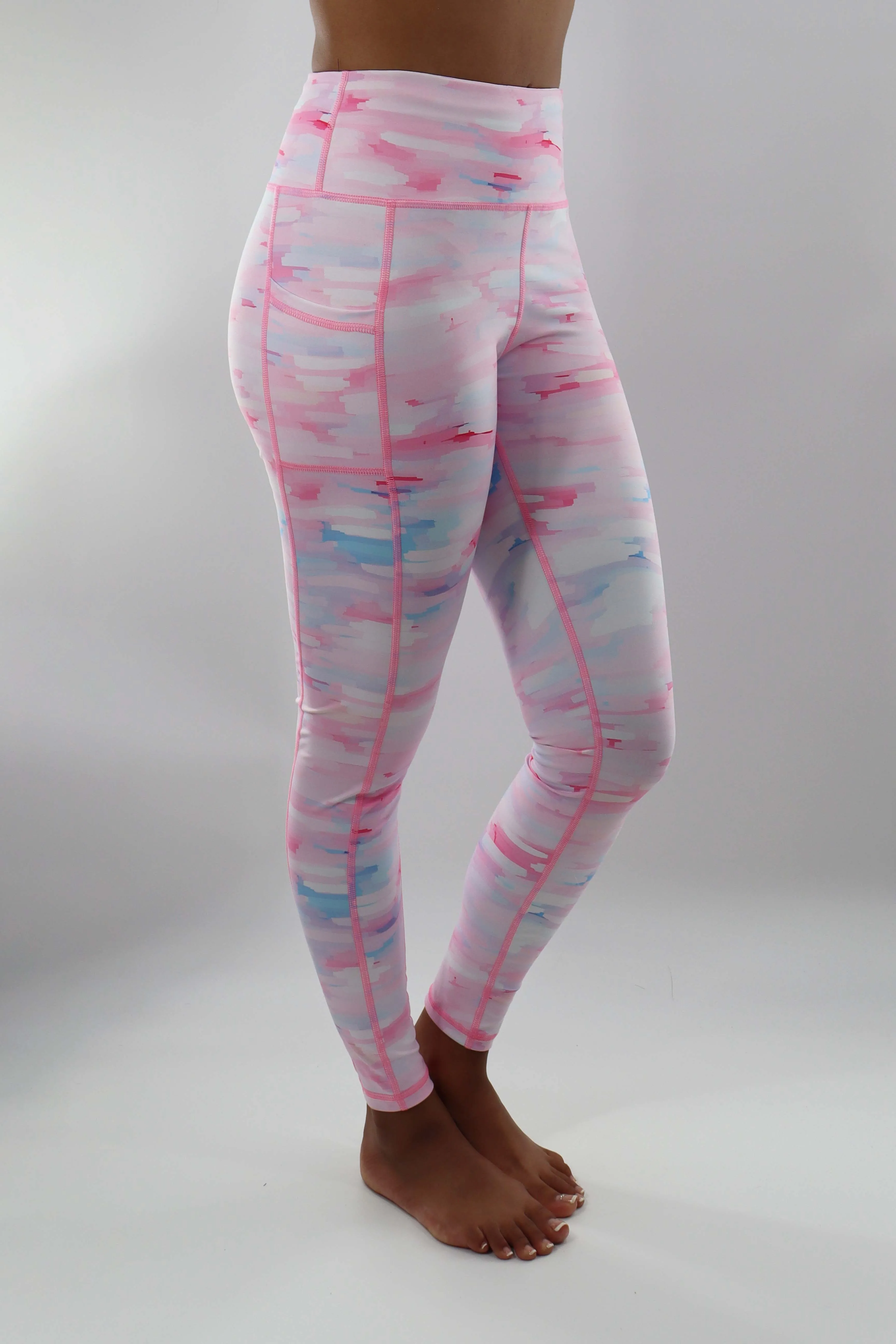 3204 - The Perfect Pocket Legging- Pink Watercolor Print - FINAL SALE