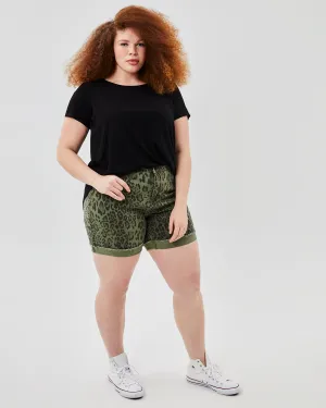 Catherine Cuffed Boyfriend Shorts | Olive Green / Brown