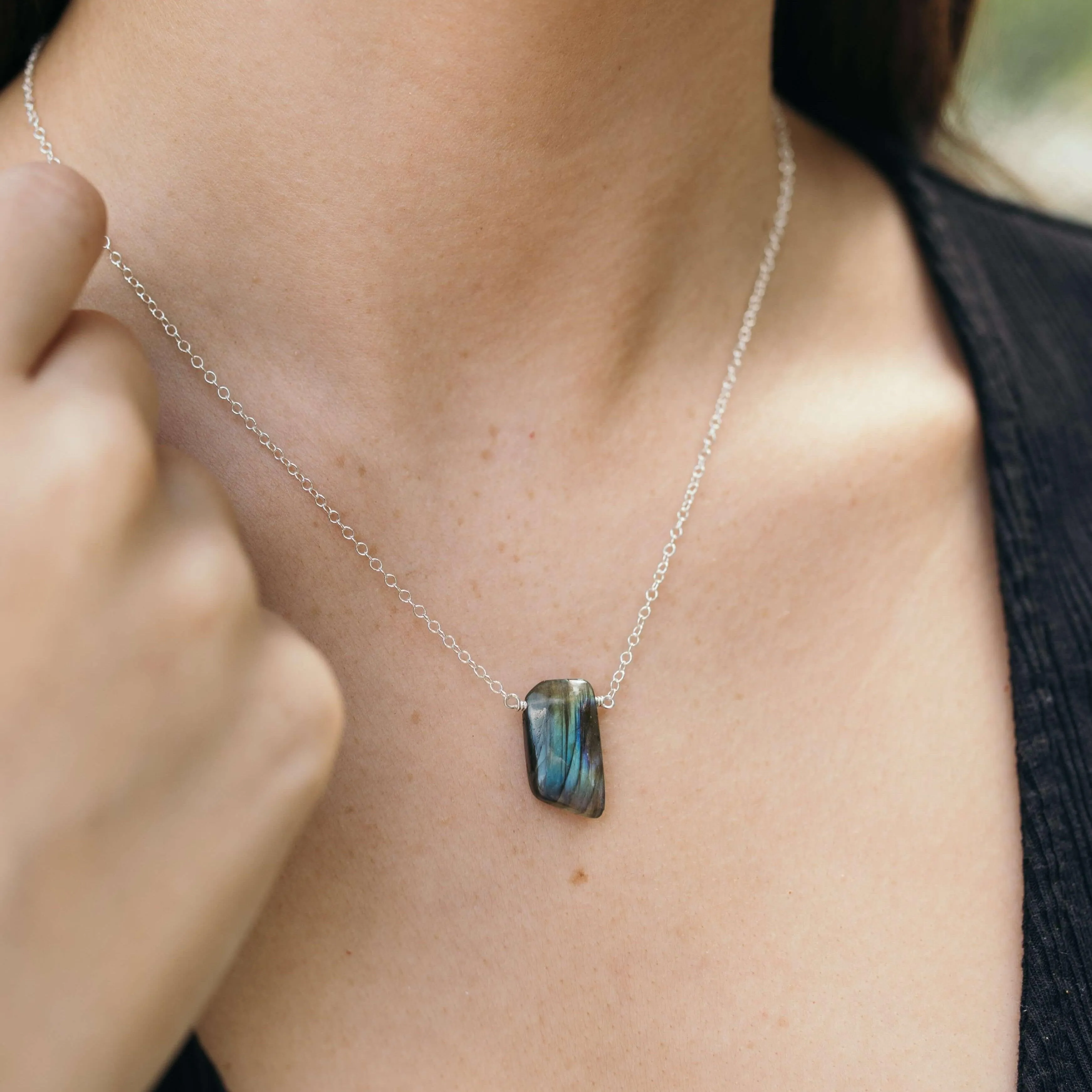 Custom Small Smooth Crystal Slab Necklace