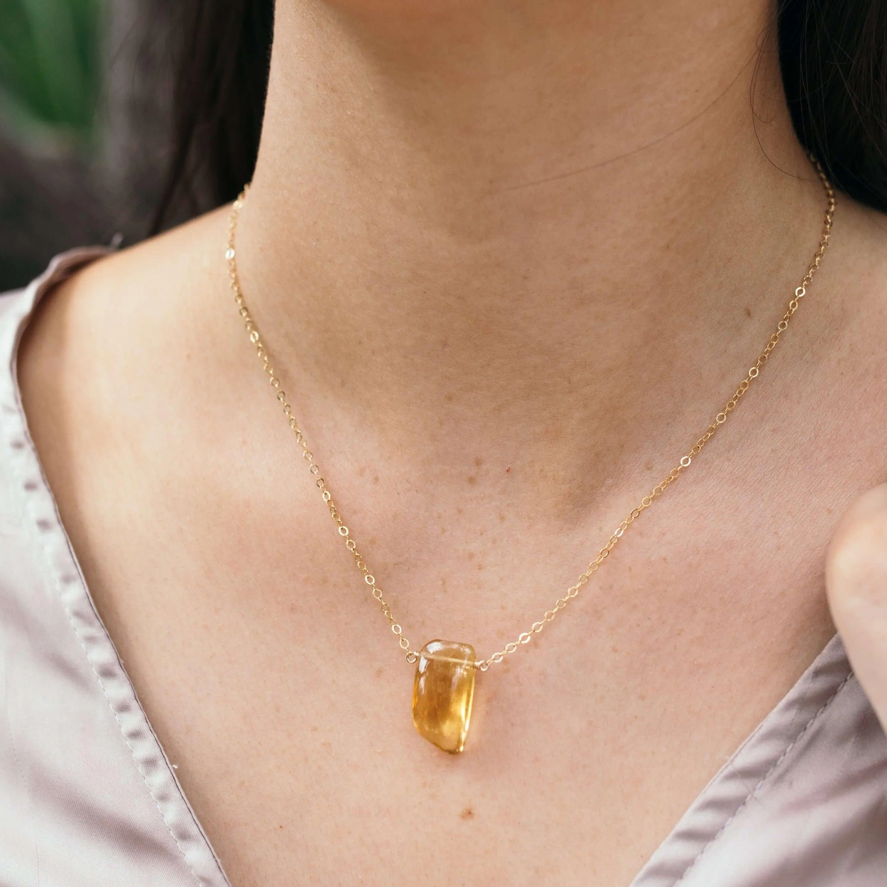 Custom Small Smooth Crystal Slab Necklace