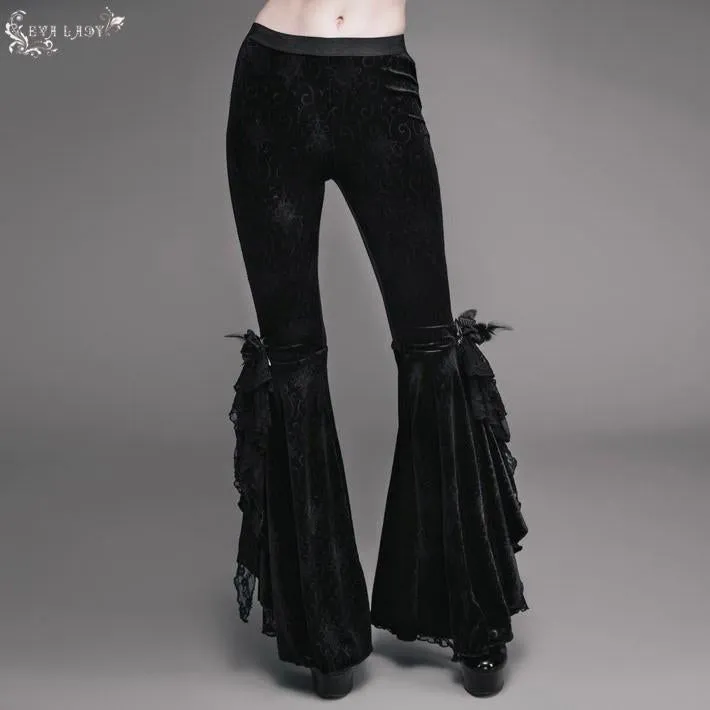 Embossed Velvet Bell Bottoms