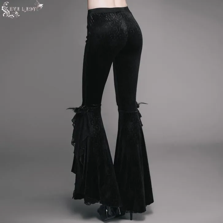 Embossed Velvet Bell Bottoms