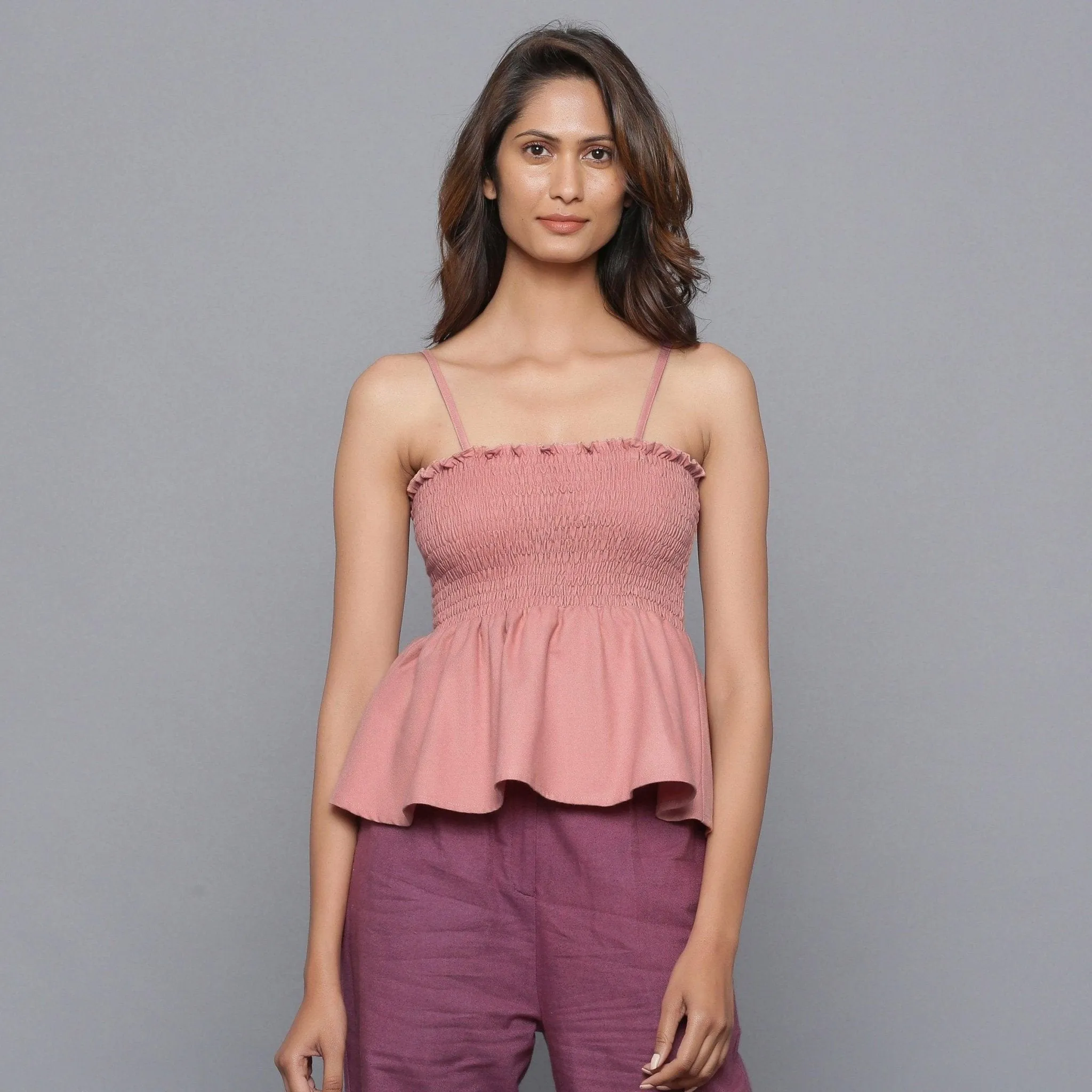 English Rose Warm Cotton Flannel Gathered Top
