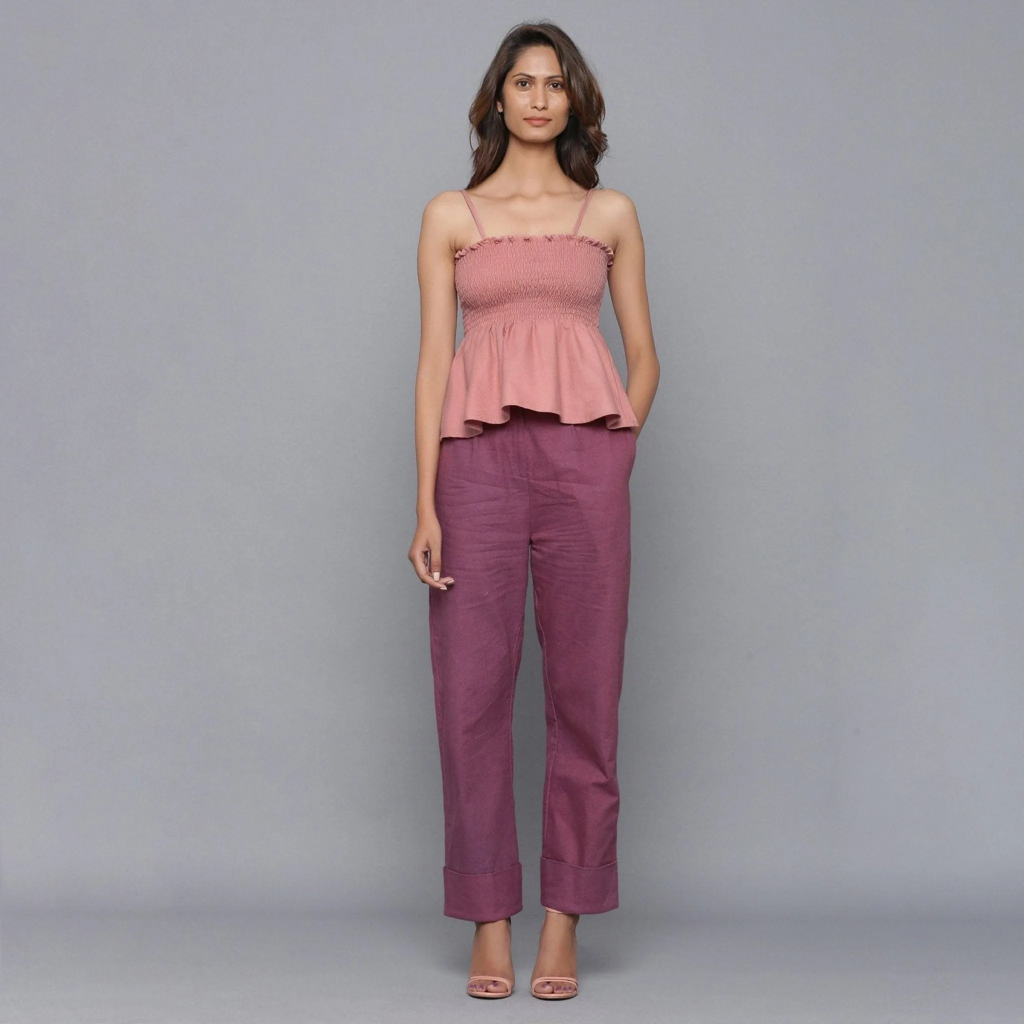 English Rose Warm Cotton Flannel Gathered Top