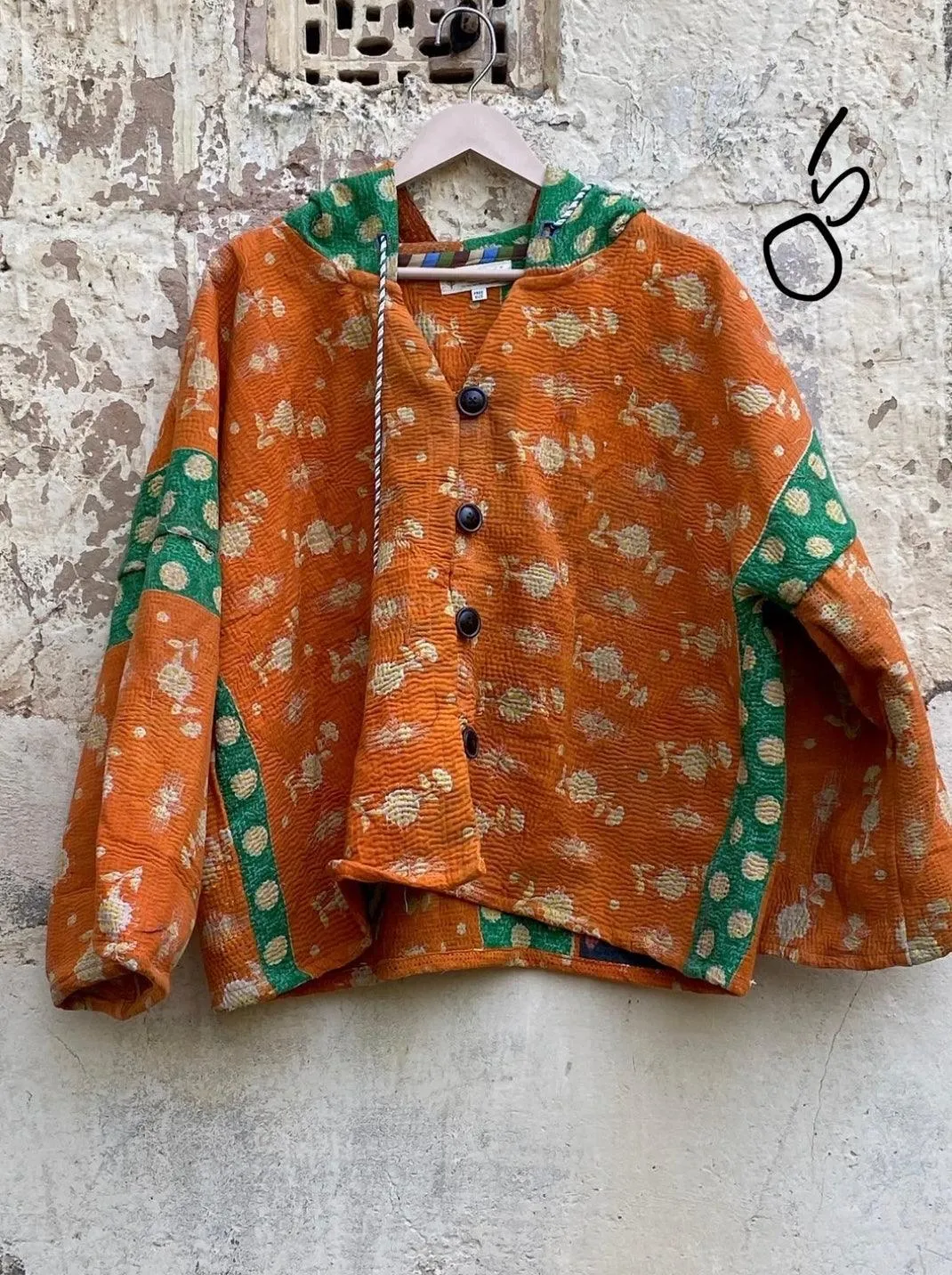 Half Moon Cropped Hooded Jacket #05 by Kantha Bae