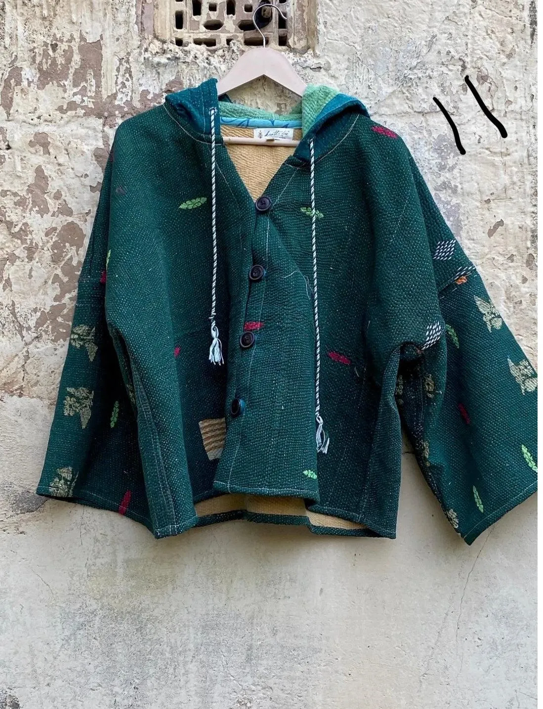 Half Moon Cropped Hooded Jacket #11 by Kantha Bae