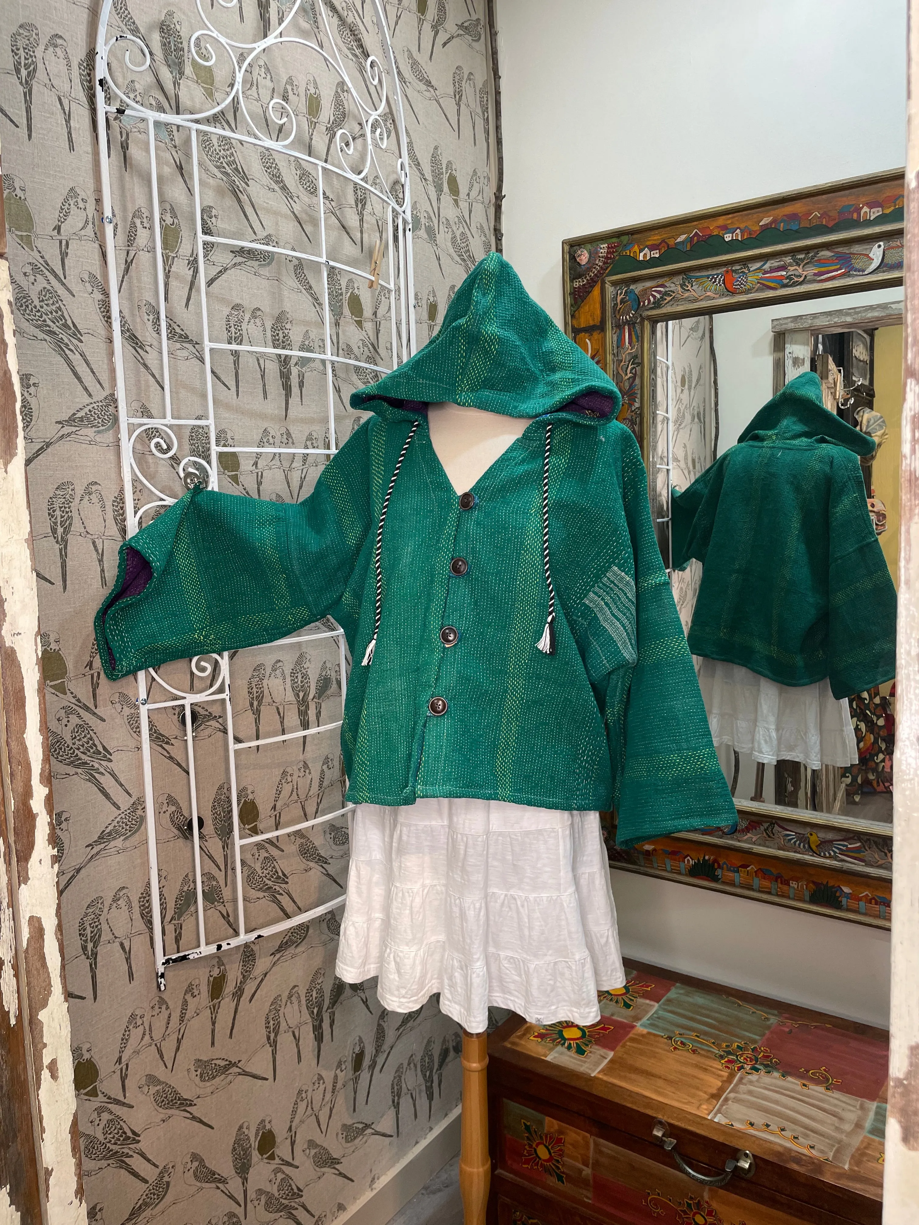 Half Moon Cropped Hooded Jacket #14 by Kantha Bae