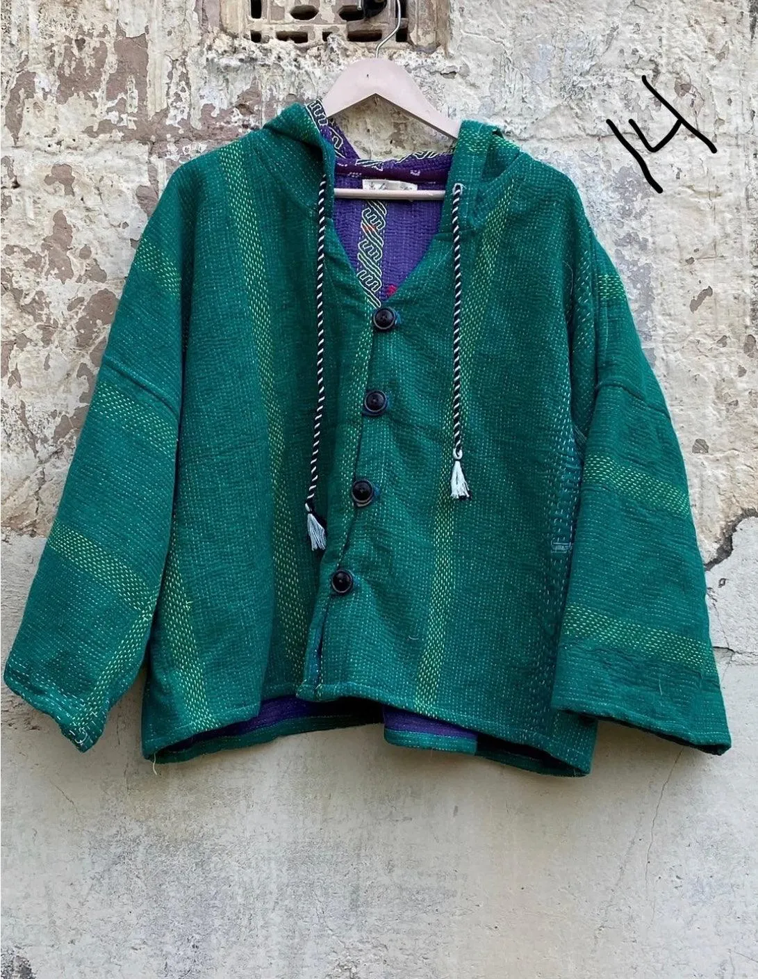 Half Moon Cropped Hooded Jacket #14 by Kantha Bae