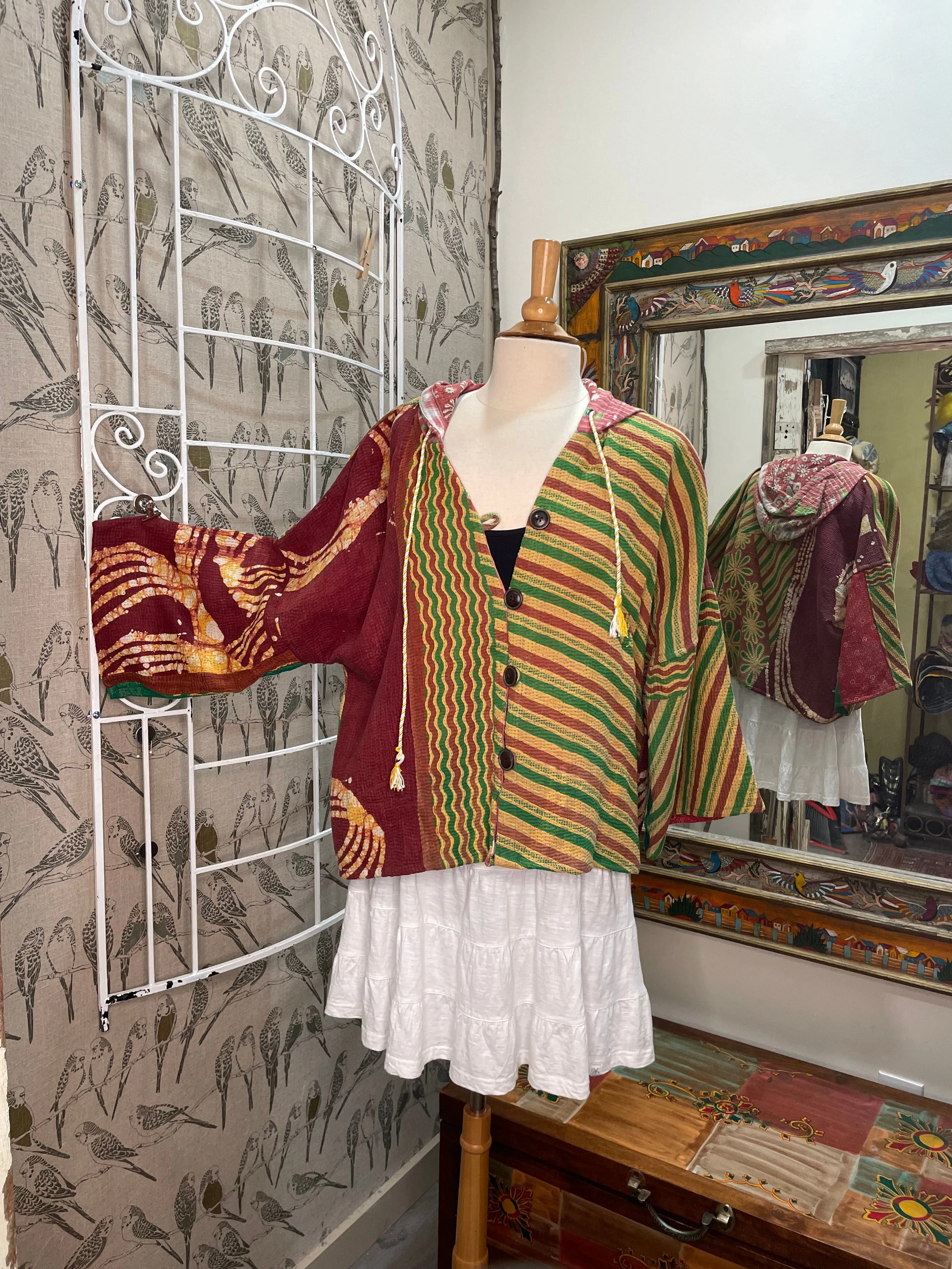 Half Moon Cropped Hooded Jacket #24 by Kantha Bae