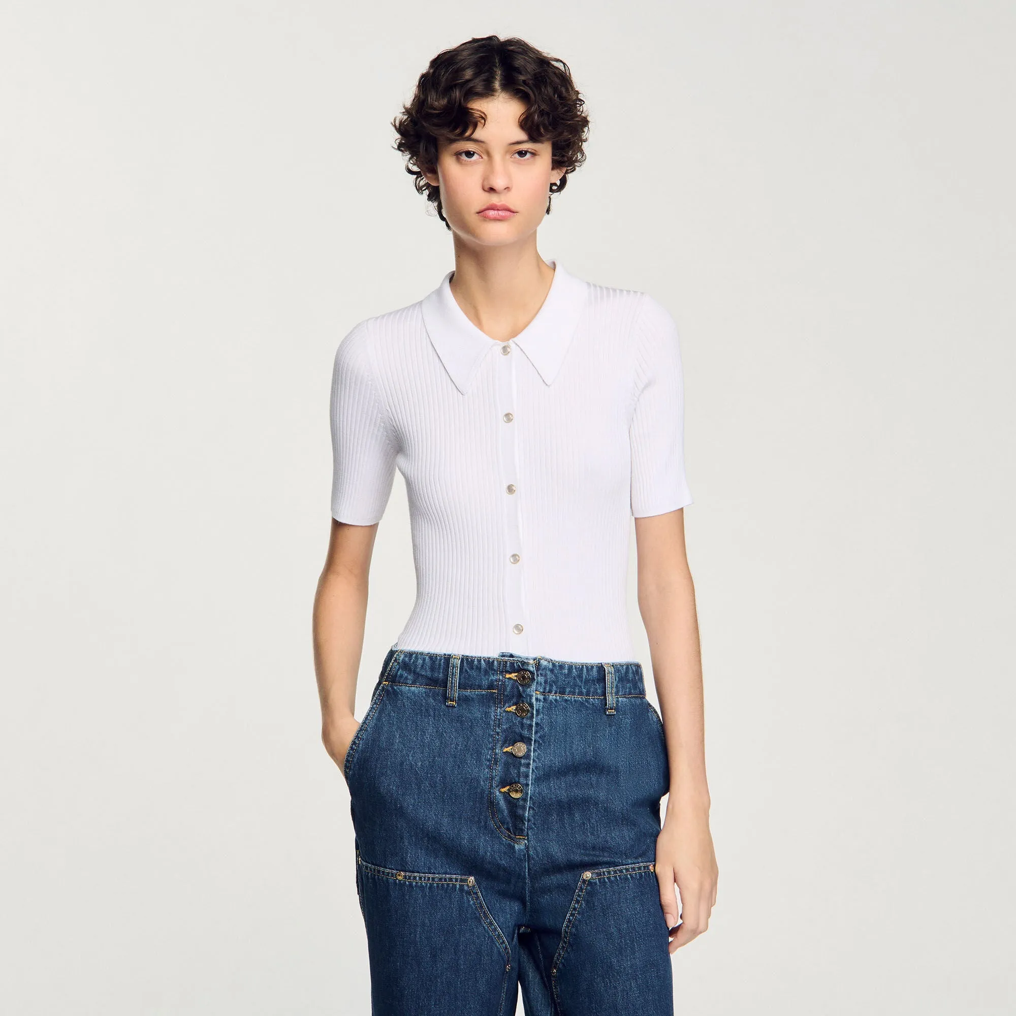Margaux Rib Knit Cardigan White