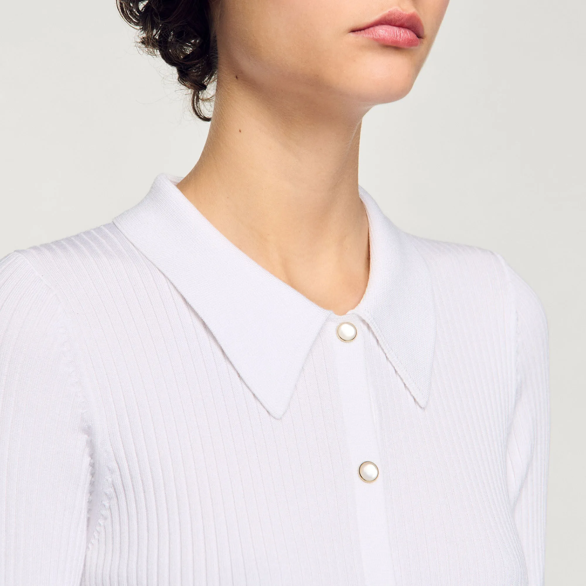 Margaux Rib Knit Cardigan White