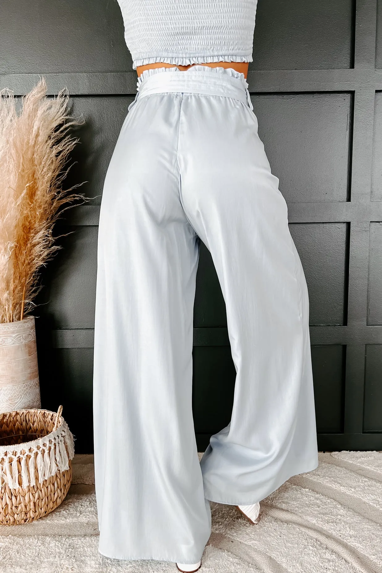 More To Tell Pleated Crop Top & Pants Set (Blue)
