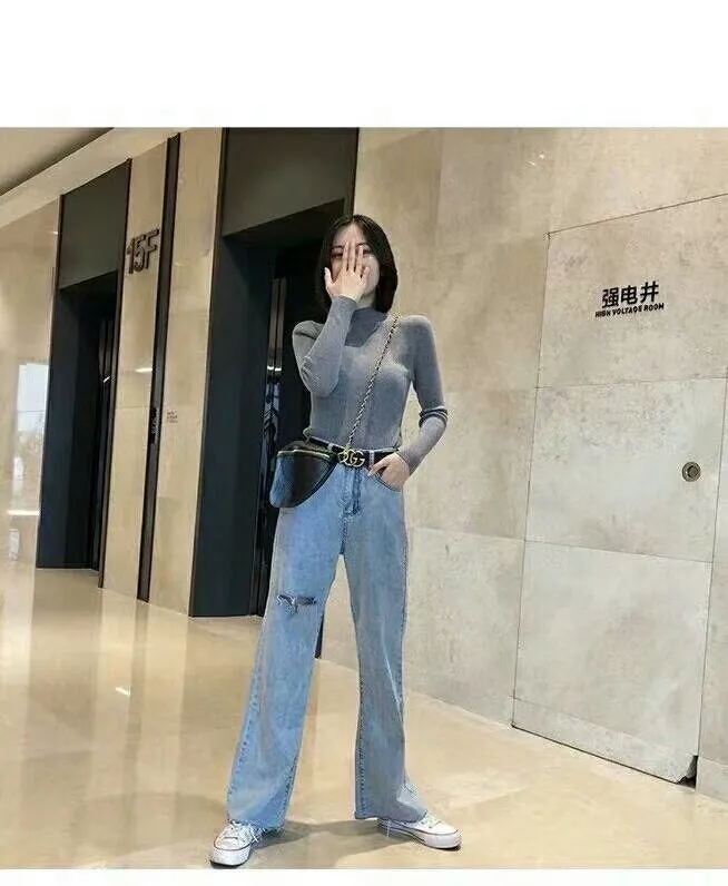 Popular Yarn Basic Sweater Half-Height Collar Warm Knitted Matching Outerwear