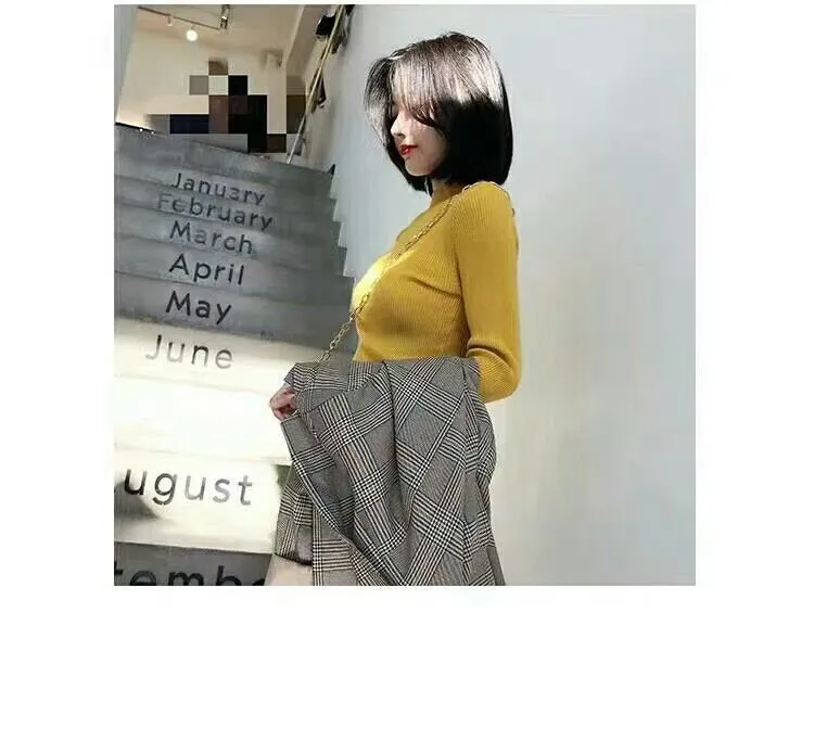 Popular Yarn Basic Sweater Half-Height Collar Warm Knitted Matching Outerwear