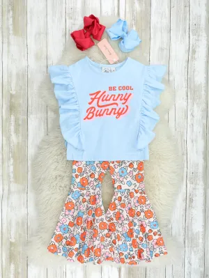 "Hunny Bunny" Bright Floral Bell Bottoms