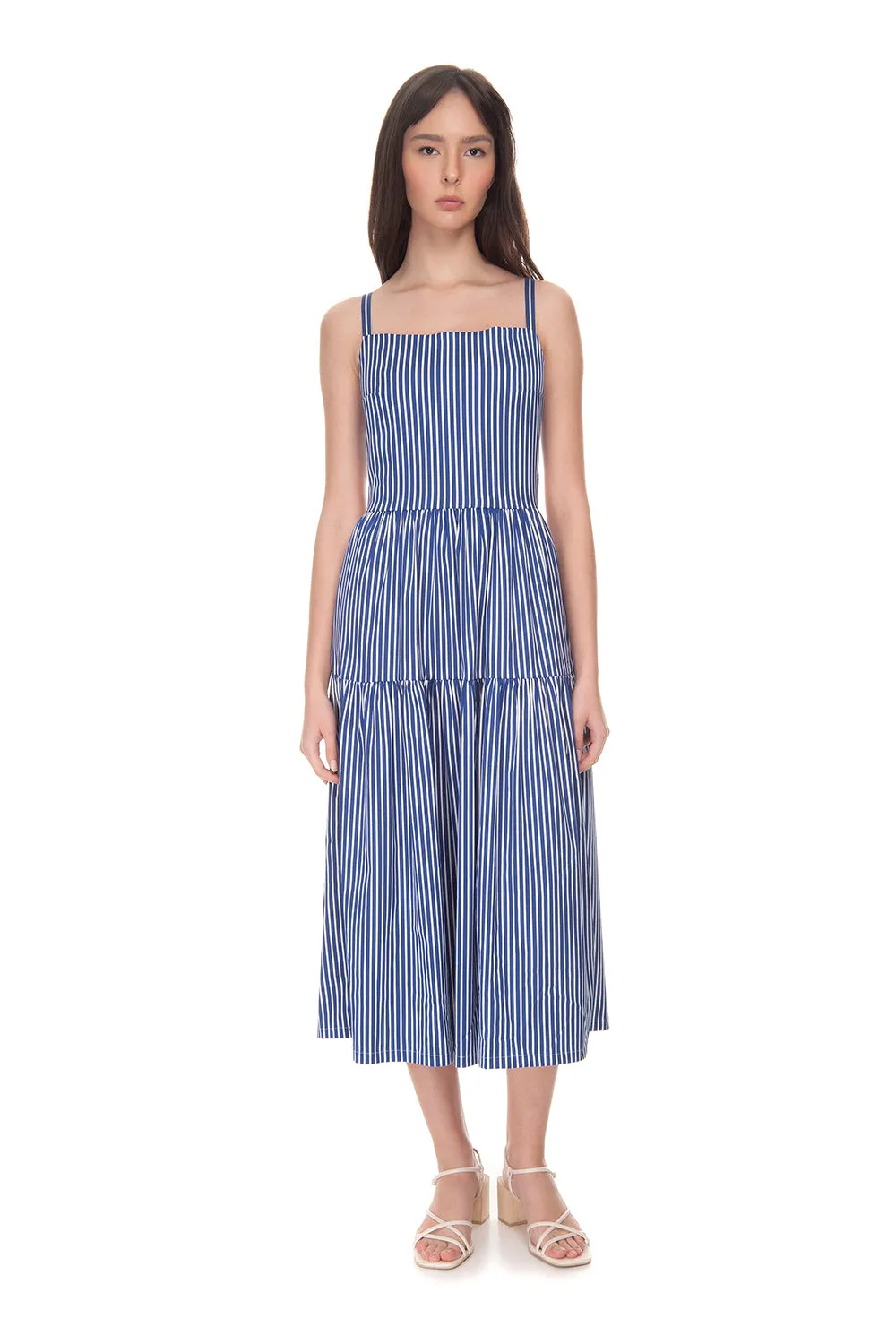 Rubi Blue Cotton Midi Dress