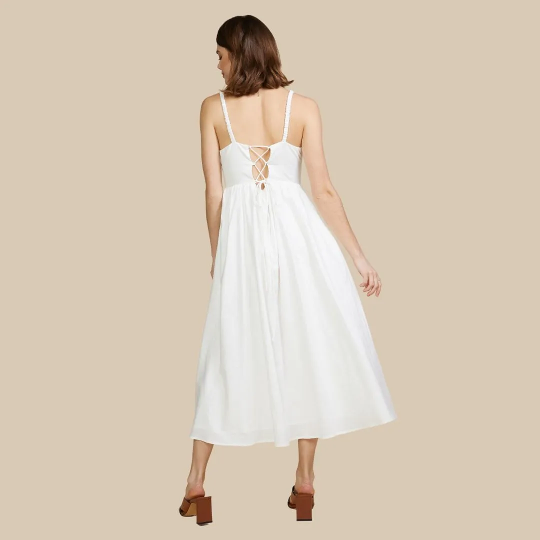 Sleeveless Midi Dress (White)