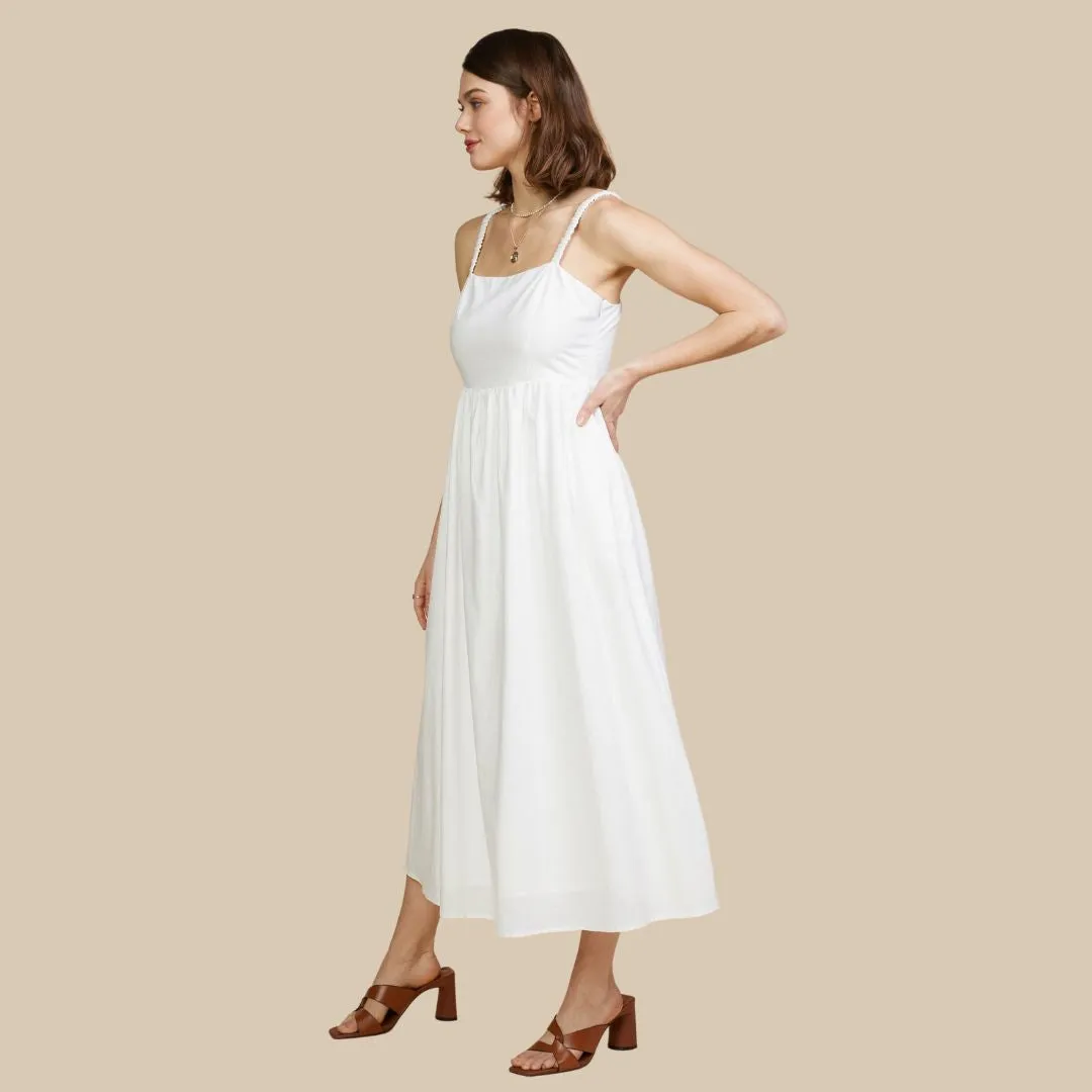 Sleeveless Midi Dress (White)
