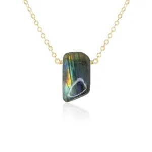 Small Smooth Grey Labradorite Crystal Slab Necklace