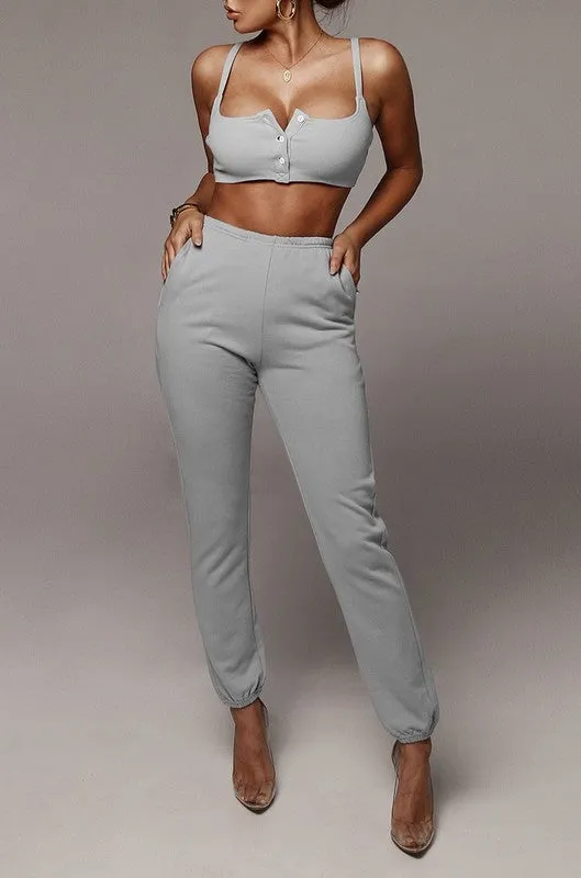 SYLVIA CROP BUTTON UP TOP