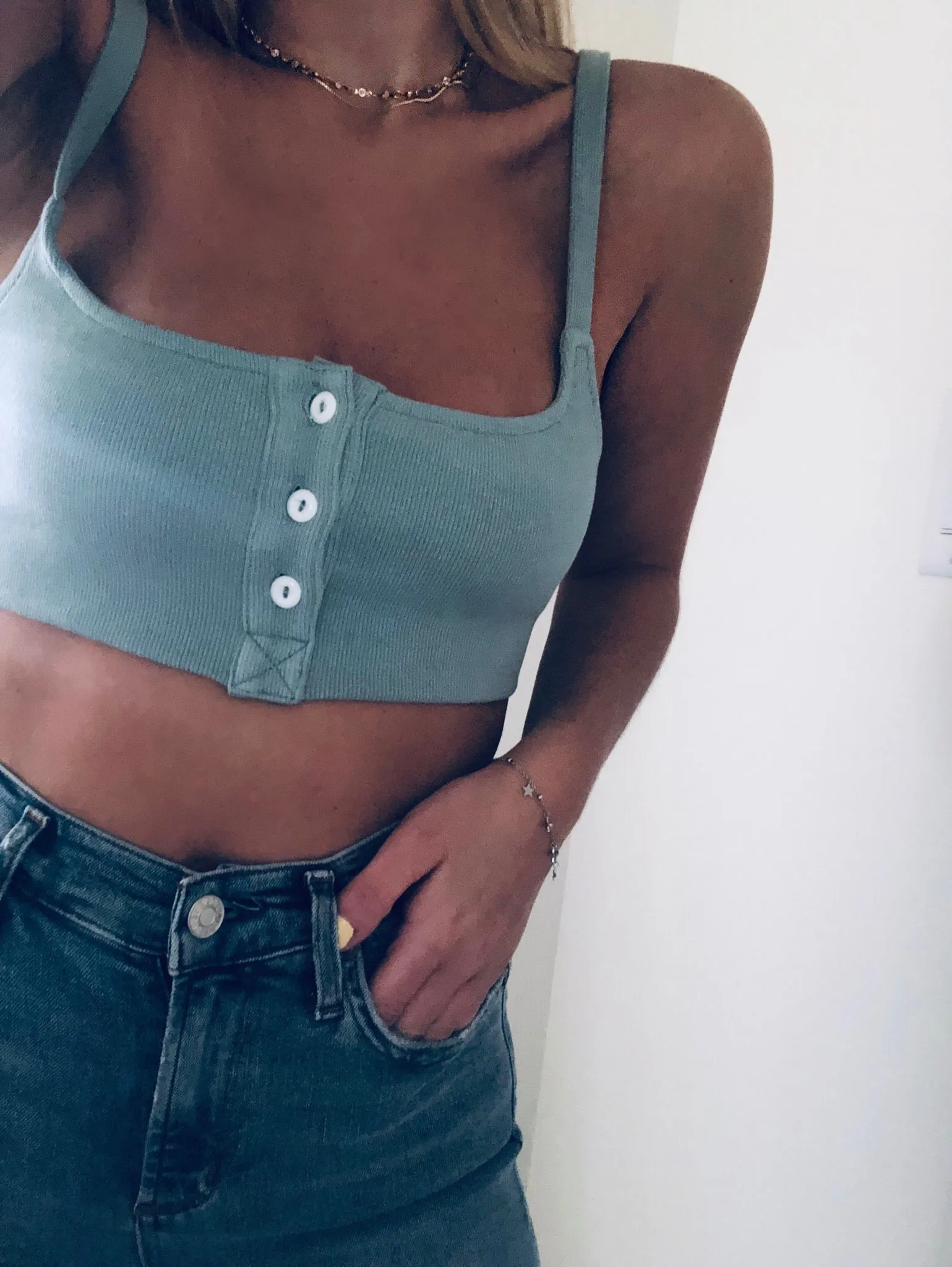 SYLVIA CROP BUTTON UP TOP