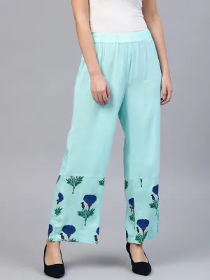 Women Blue Floral Palazzo Pants