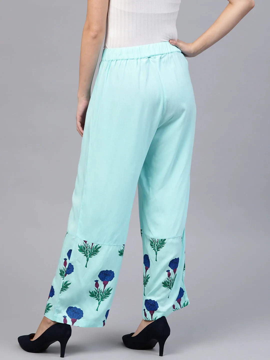 Women Blue Floral Palazzo Pants