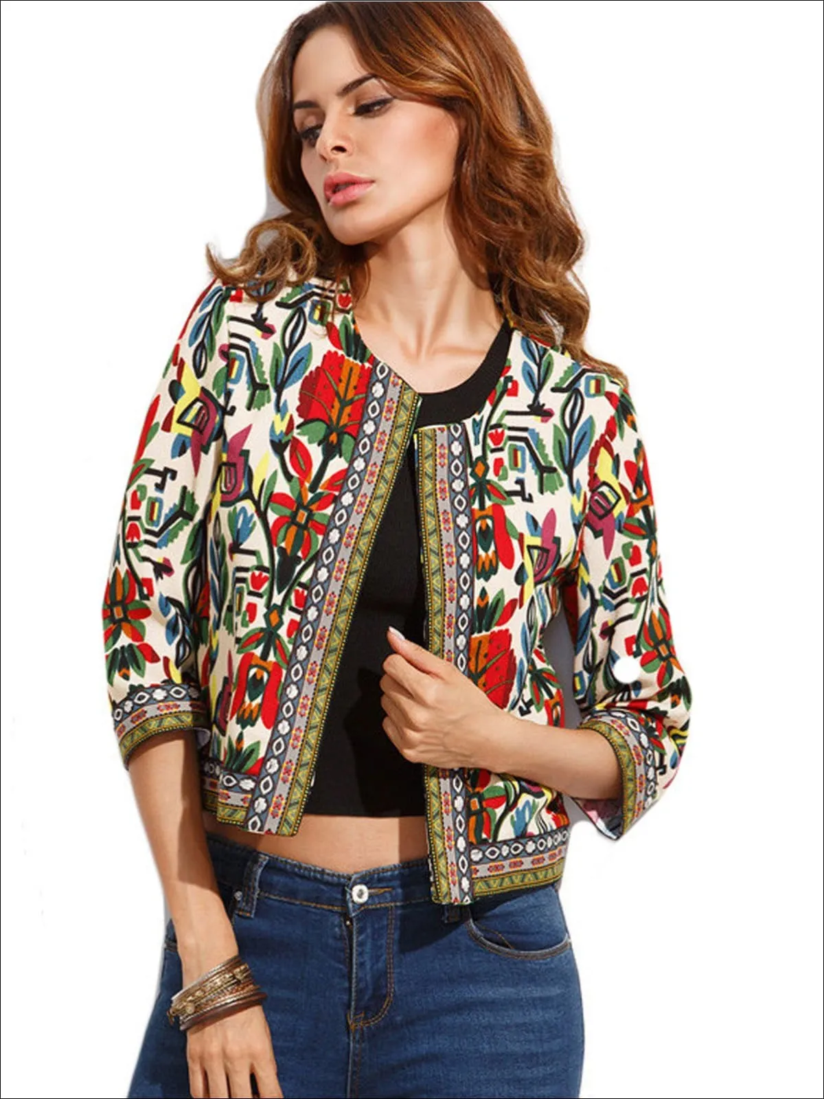 Women's Embroidered Tribal Print Jacket