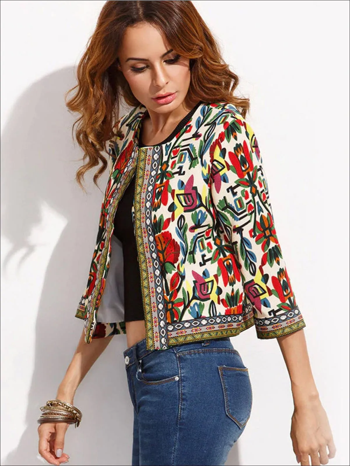 Women's Embroidered Tribal Print Jacket