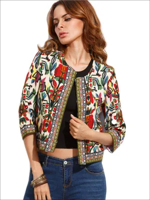 Women's Embroidered Tribal Print Jacket
